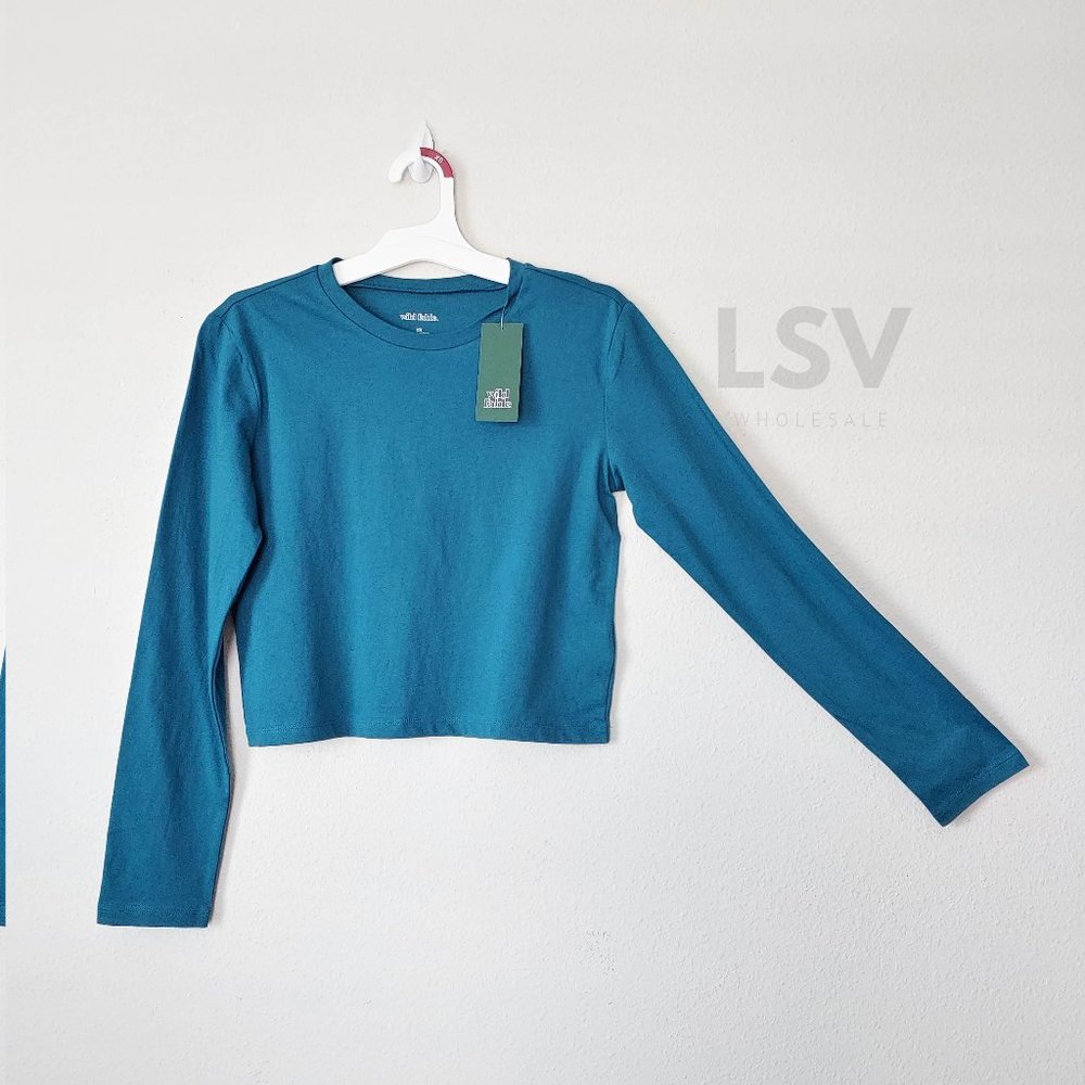 Wild Fable Botanical Blue Women Long Sleeve Shirts